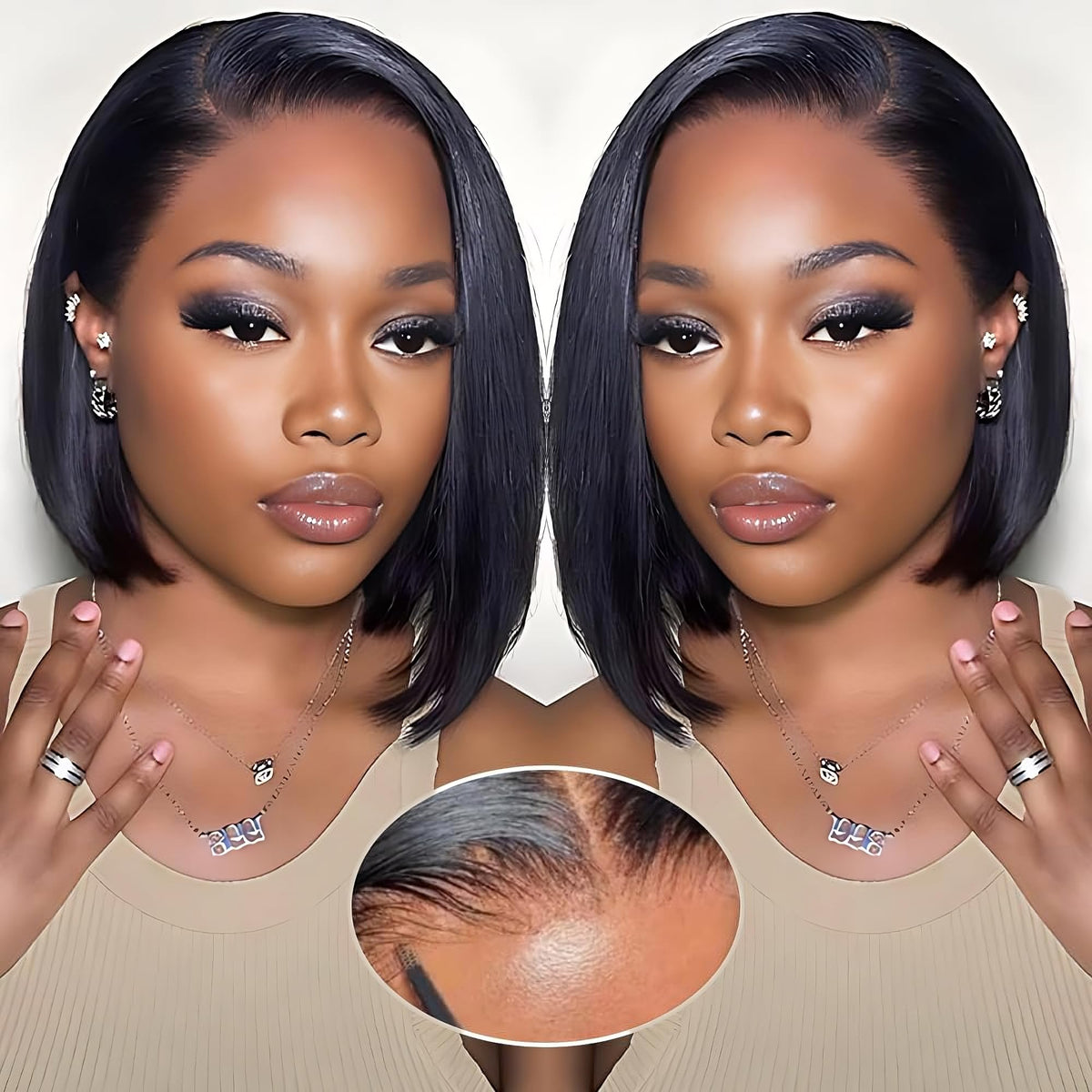 EQ DUOUPA wear-and-go glueless bob wig front view for quick styling