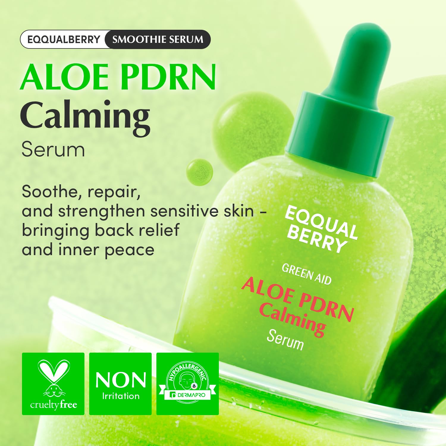 Aplicador gotero de EQQUALBERRY Aloe PDRN Serum para dosificación precisa.