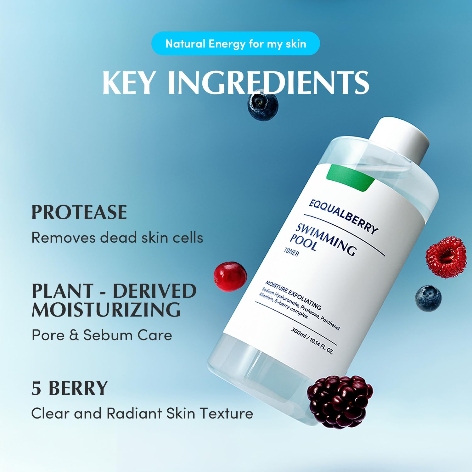 EQQUALBERRY Tónico uso diario para piel sensible y equilibrada.