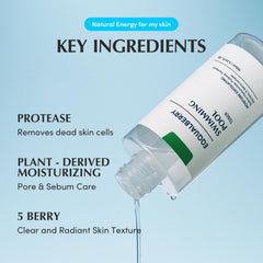 EQQUALBERRY tónico con proteasas naturales, exfoliación delicada.