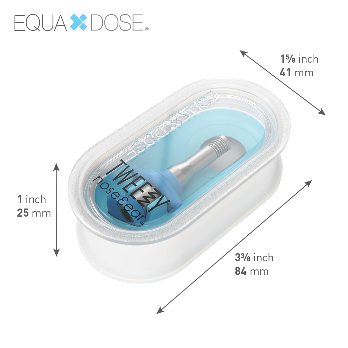 EQUADOSE Tweezy, diseño ergonómico para manejo cómodo durante la depilación nasal.