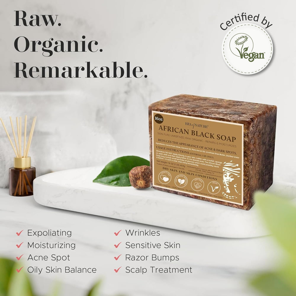 era of nature black soap on skin – versatile use for face and body