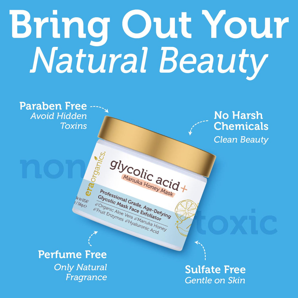 Era Organics Glycolic Acid Peel, aplicación facial para renovación de textura.