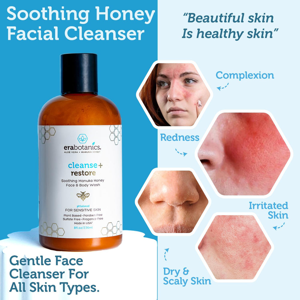 Era Organics Texture crème – nettoyant Manuka, peau apaisée après le soin.