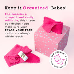 Diseño de doble cara ERASE YOUR FACE para exfoliar y limpiar.