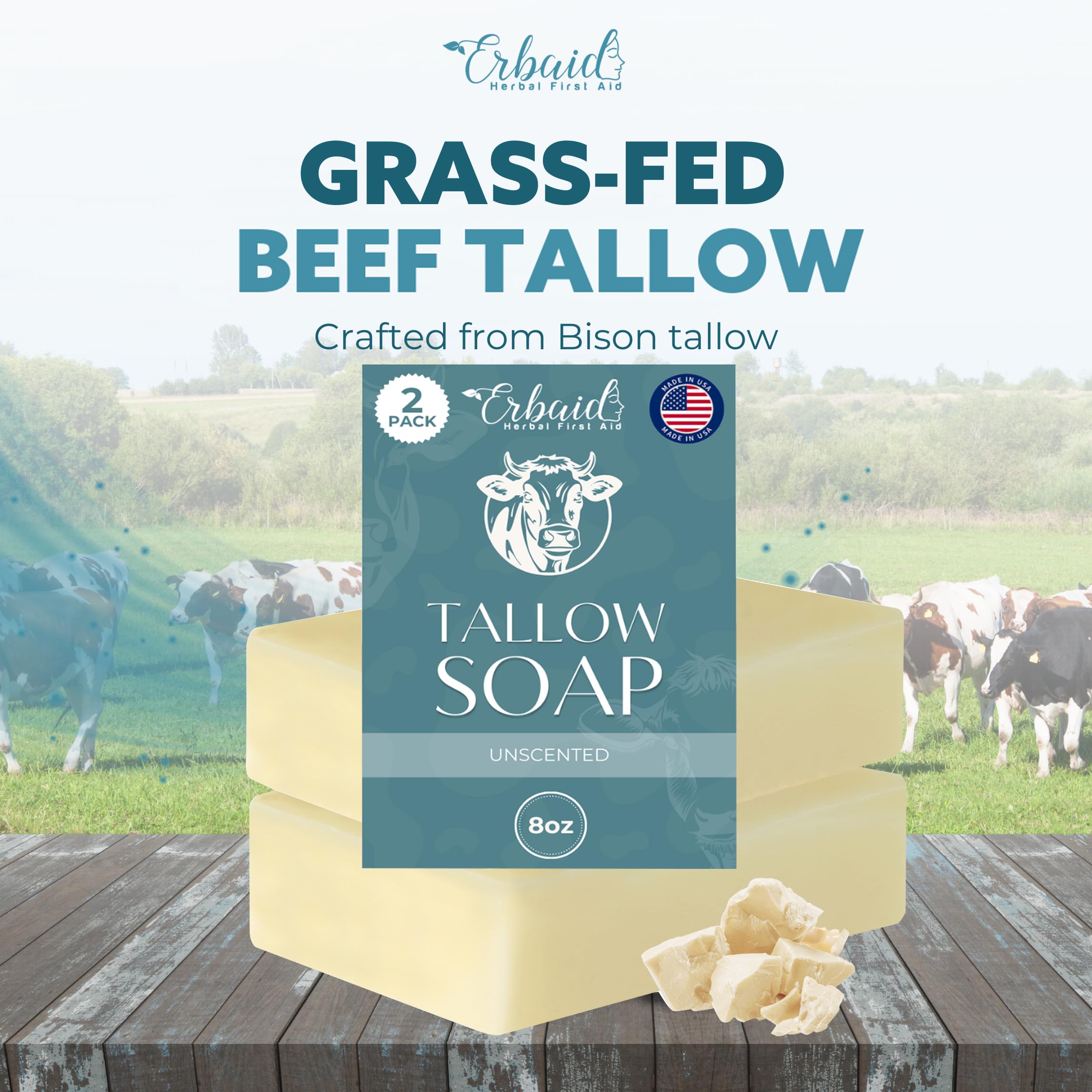 Erbaid barra sebo de vaca para limpieza facial suave