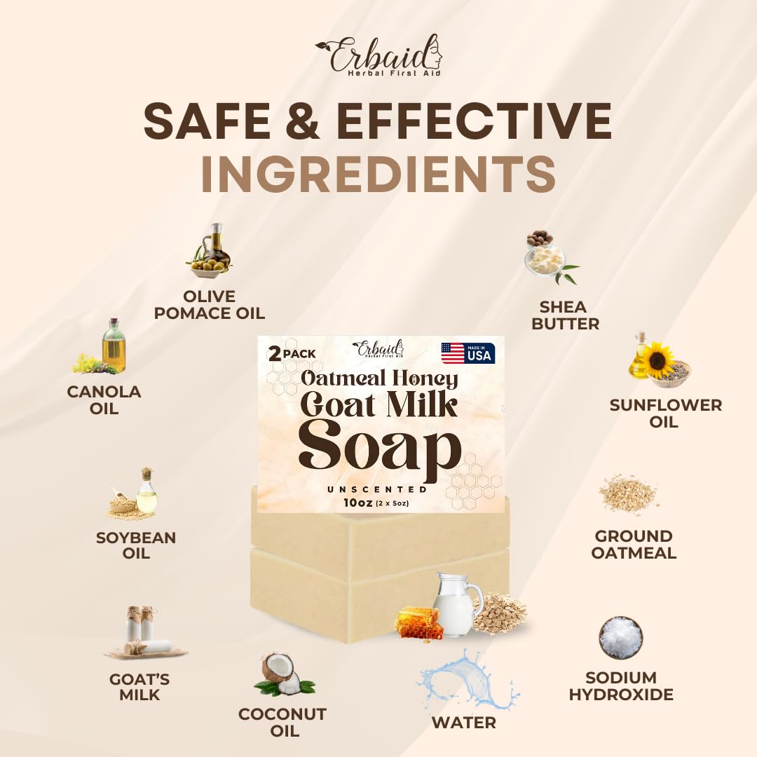 Jabón Erbaid avena miel para niños, limpieza suave