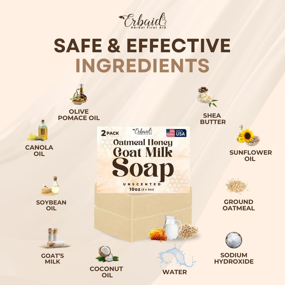 Jabón Erbaid avena miel para niños, limpieza suave