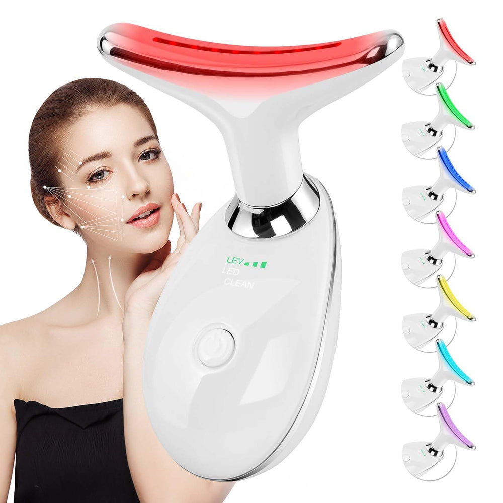 Masaje facial Erdnretl con luz roja para relajar piel y cuello.