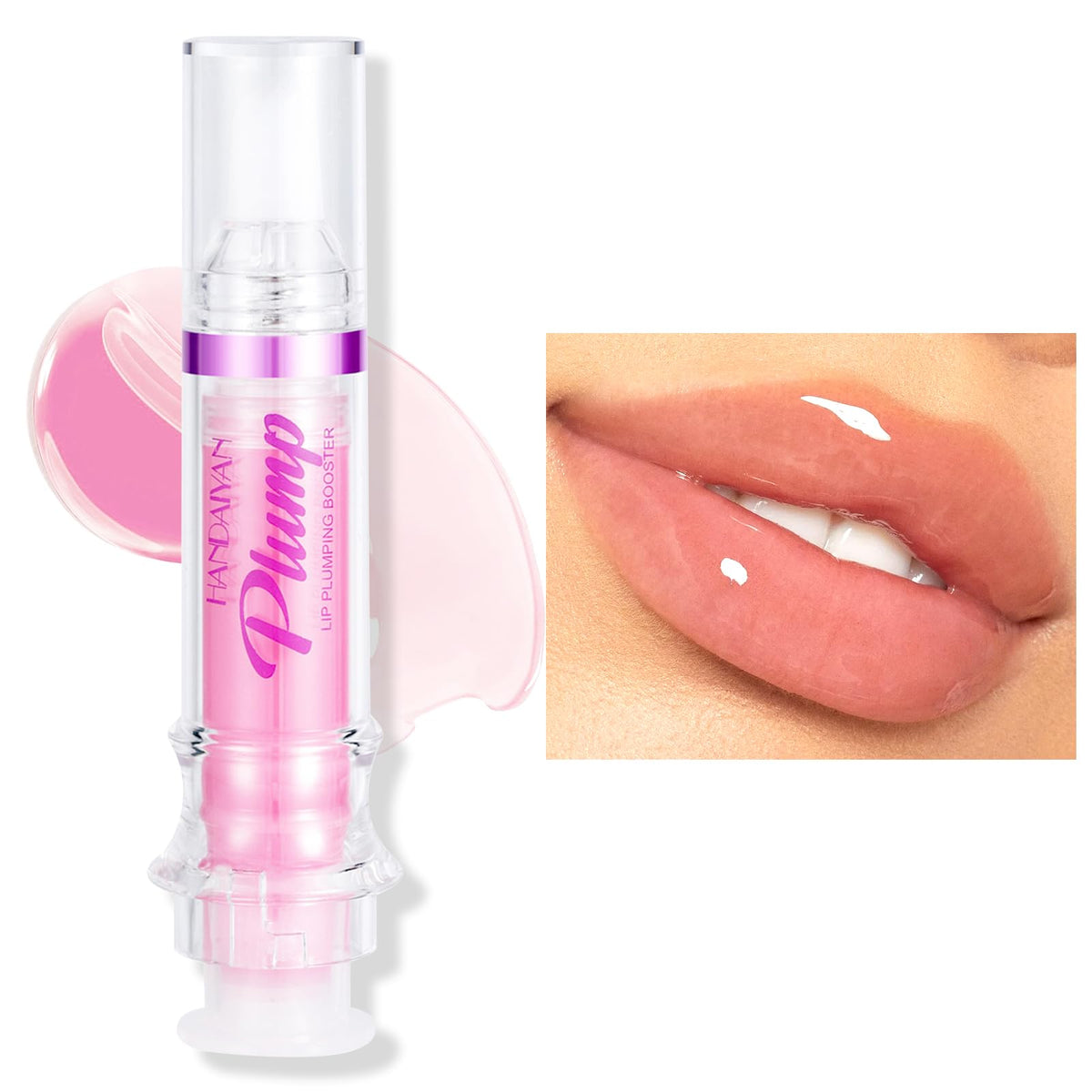 Erinde Lip Plumper Gloss en bote, hidratación instantánea y brillo duradero.