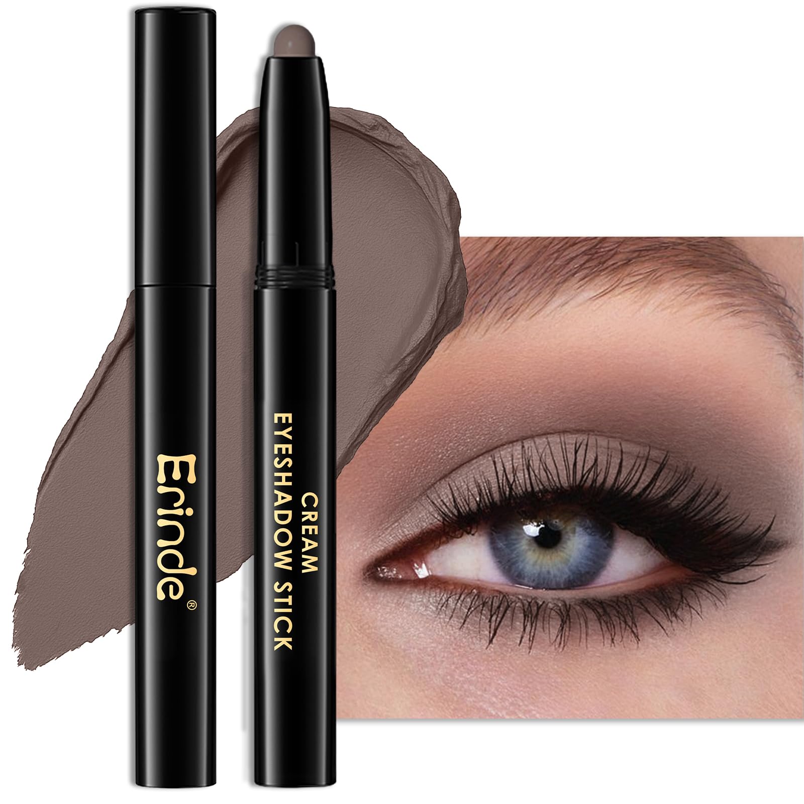 Erinde lápiz sombra crema con acabado mate y brillo, ideal para resultados rápidos.