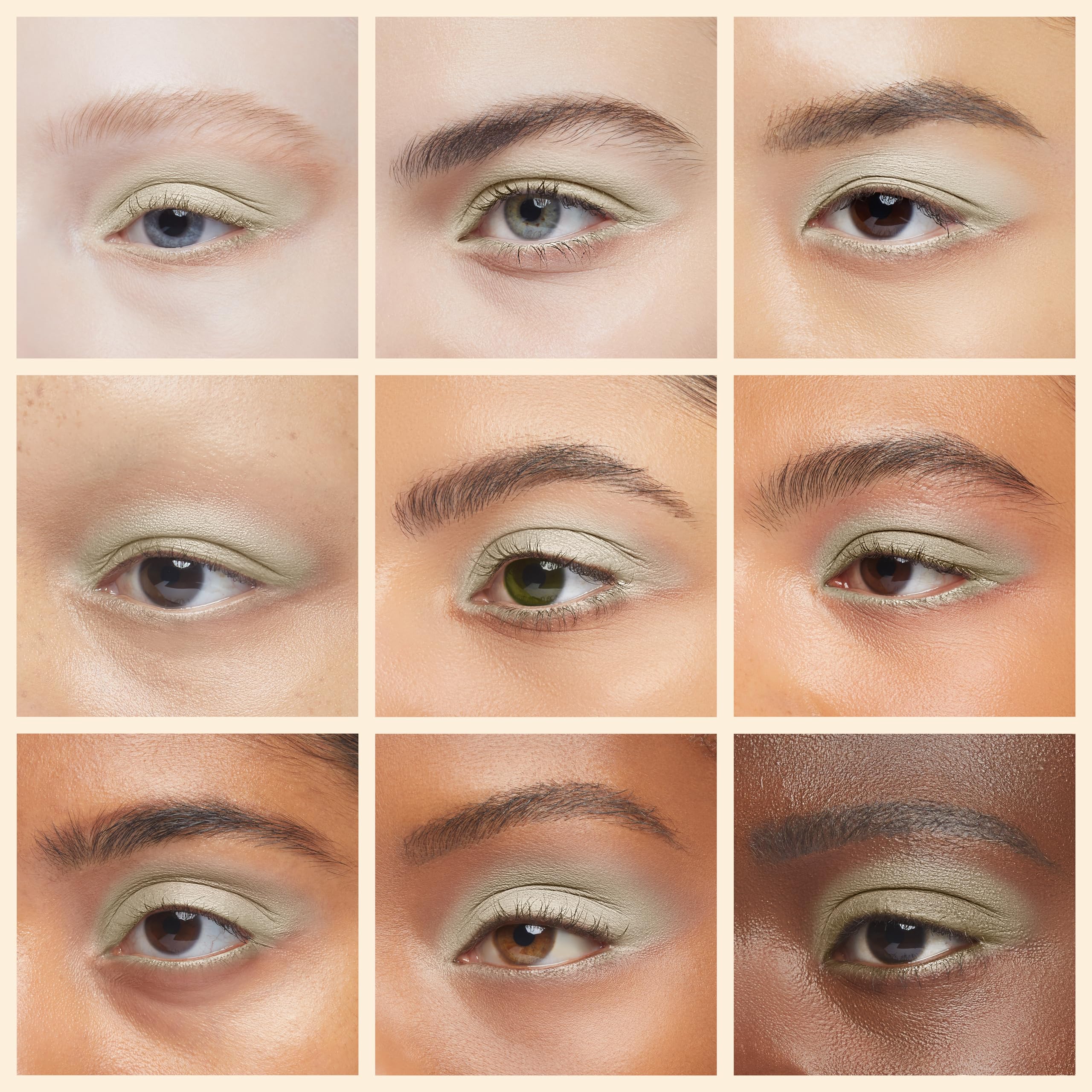 Sombras de ojo beige mate Erinde, acabado aterciopelado y difuminado sencillo