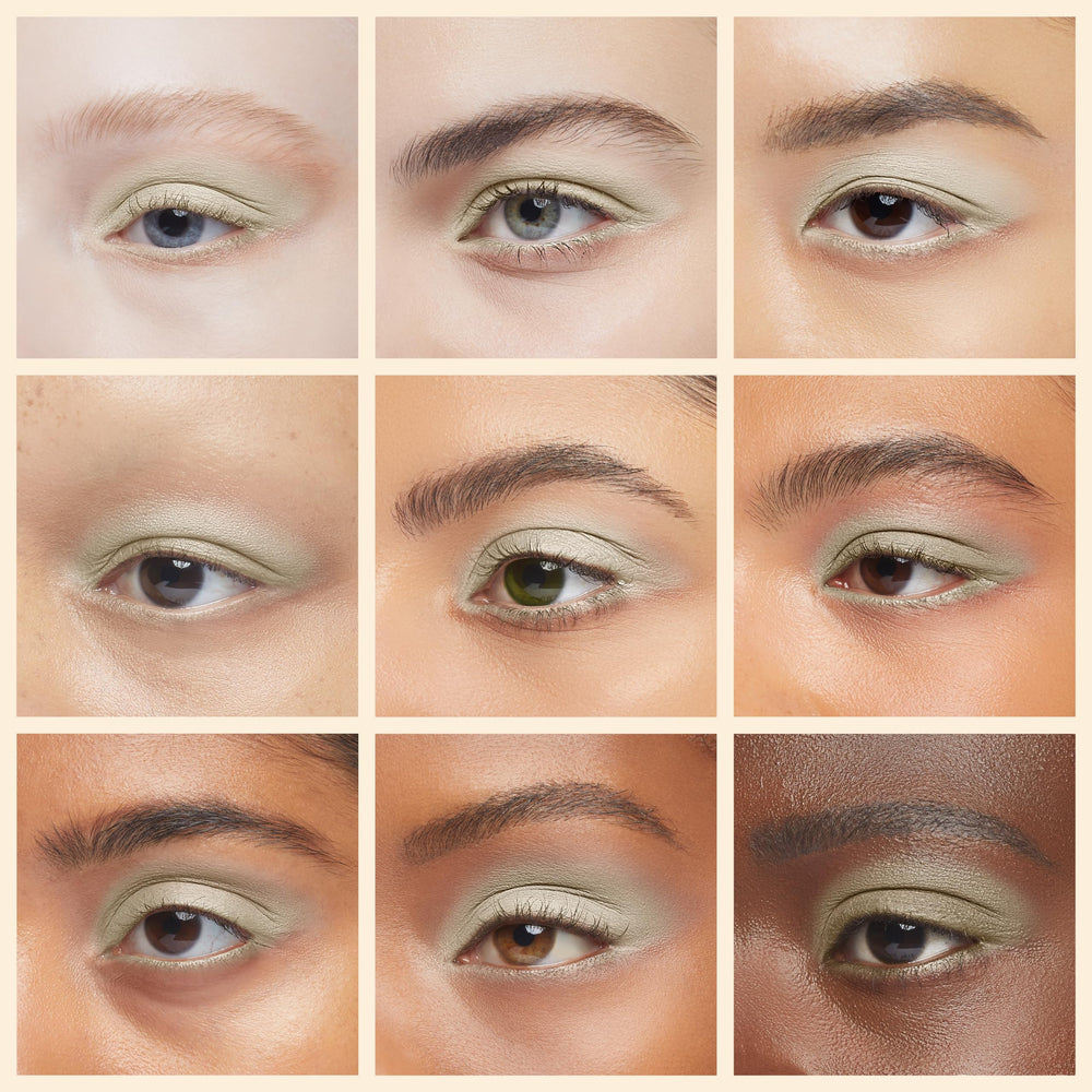 Sombras de ojo beige mate Erinde, acabado aterciopelado y difuminado sencillo