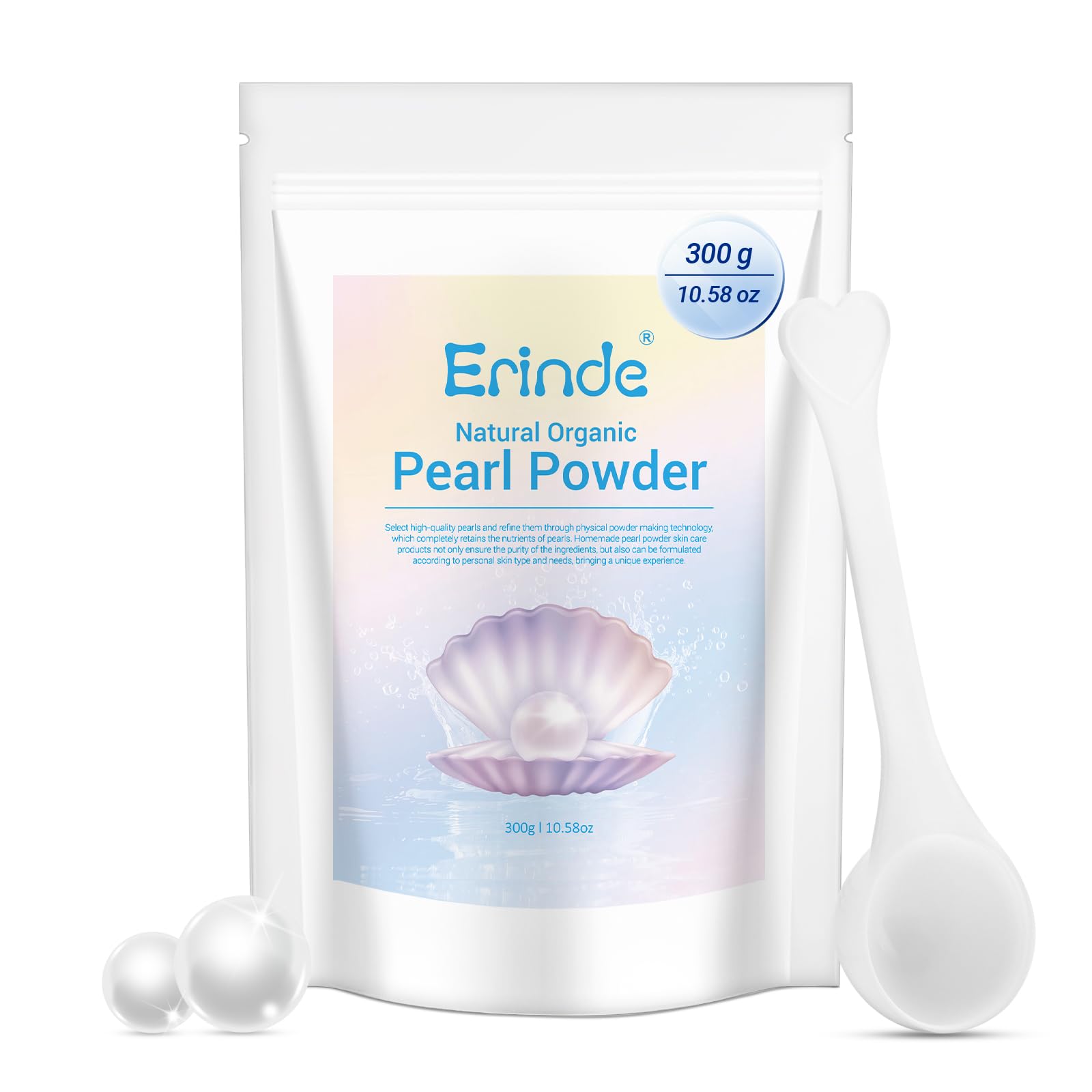 Erinde polvo de perla de agua dulce para mascarilla, exfolia suavemente y refina poros.