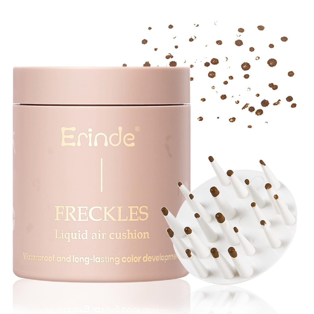 Erinde sello de pecas natural para un look suave y realista.