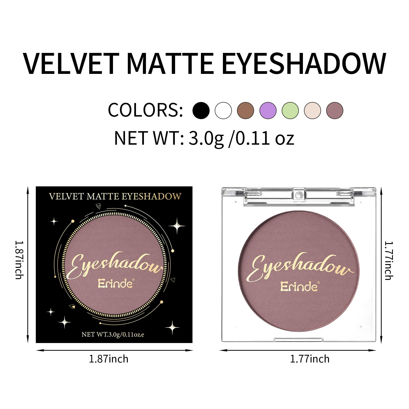 Erinde sombra mauve taupe mate vegana para uso diario en piel sensible.
