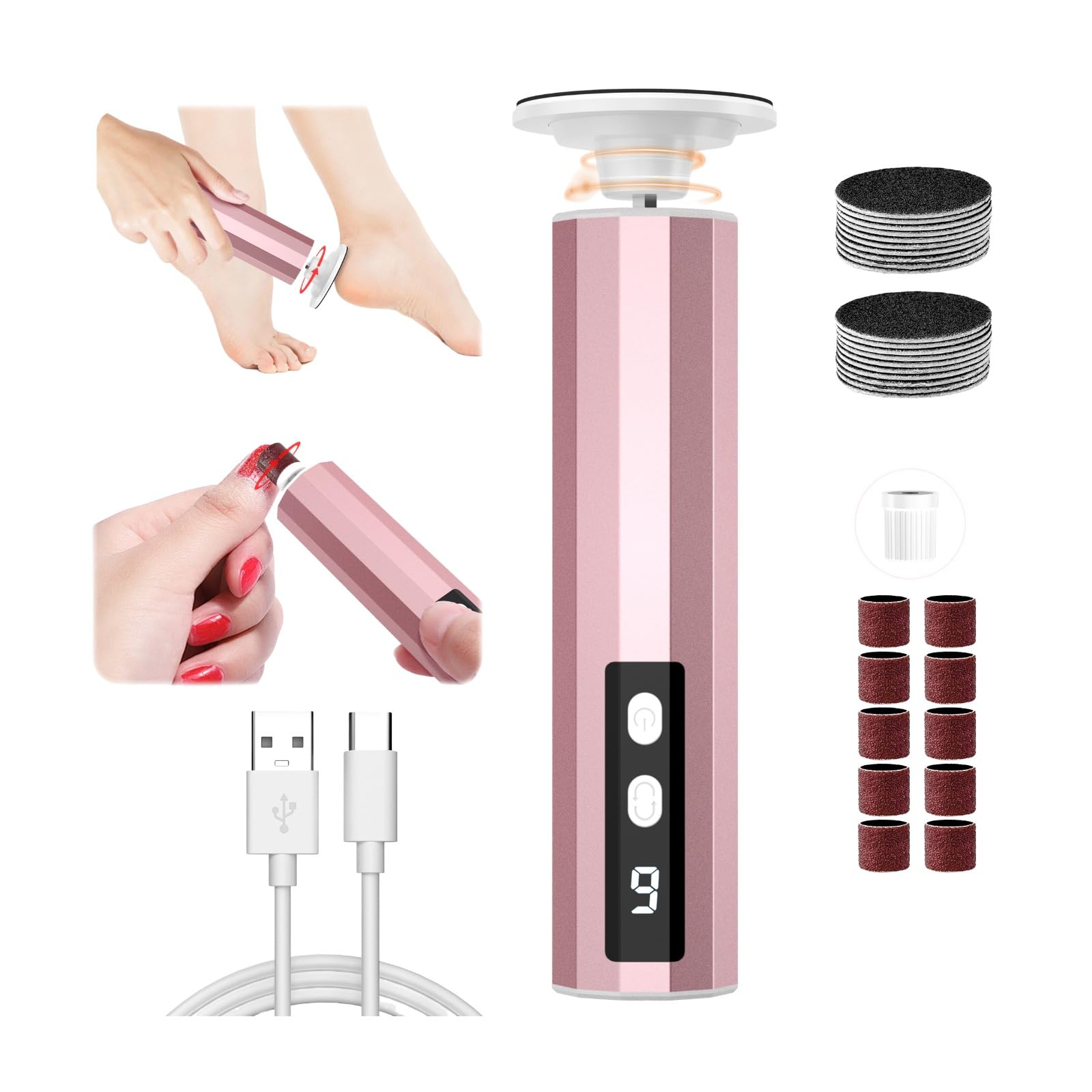 ERROWIN eliminador eléctrico de callos para pies y uñas, ideal para el cuidado diario.