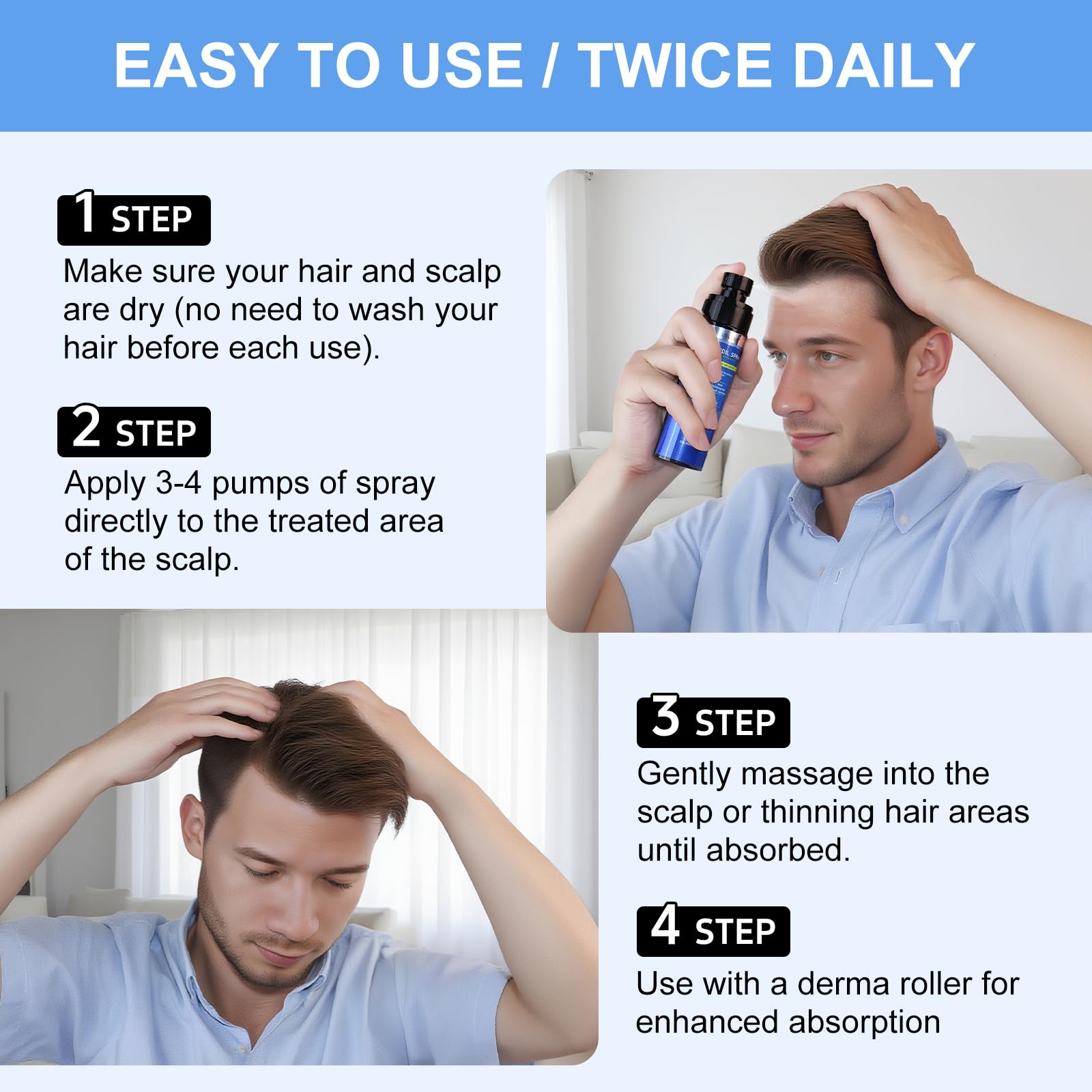 ERWCNMIE Minoxidil Spray aceite de ricino beneficios para el cabello