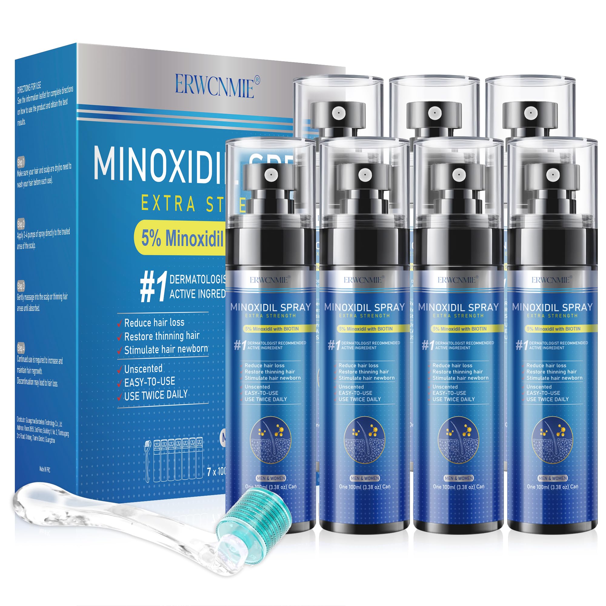 ERWCNMIE Minoxidil Spray cabello 5% en botella de 100 ml para crecimiento saludable