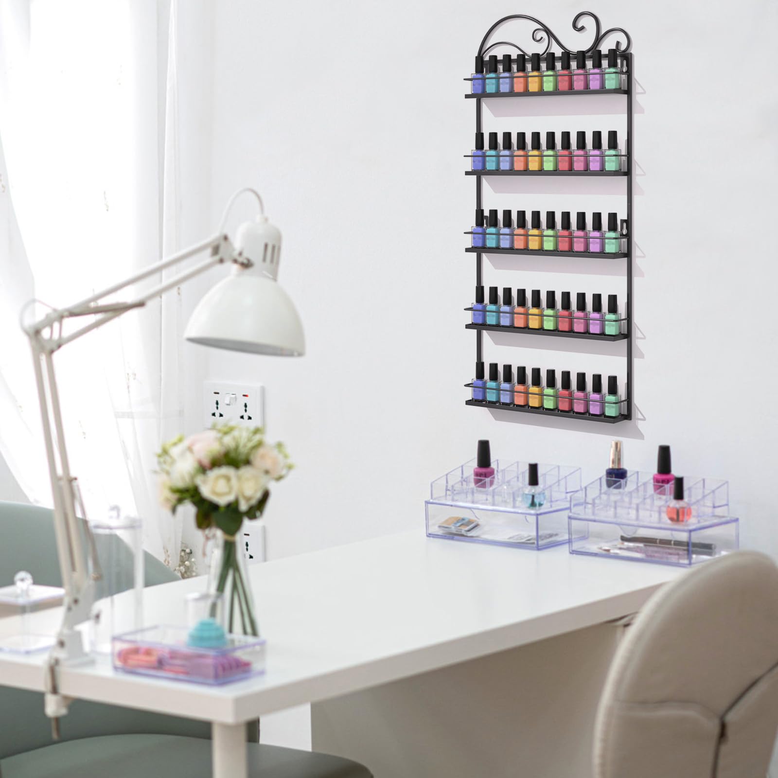 ERYTLLY organizador de esmaltes de cinco niveles, optimiza espacio de mostrador