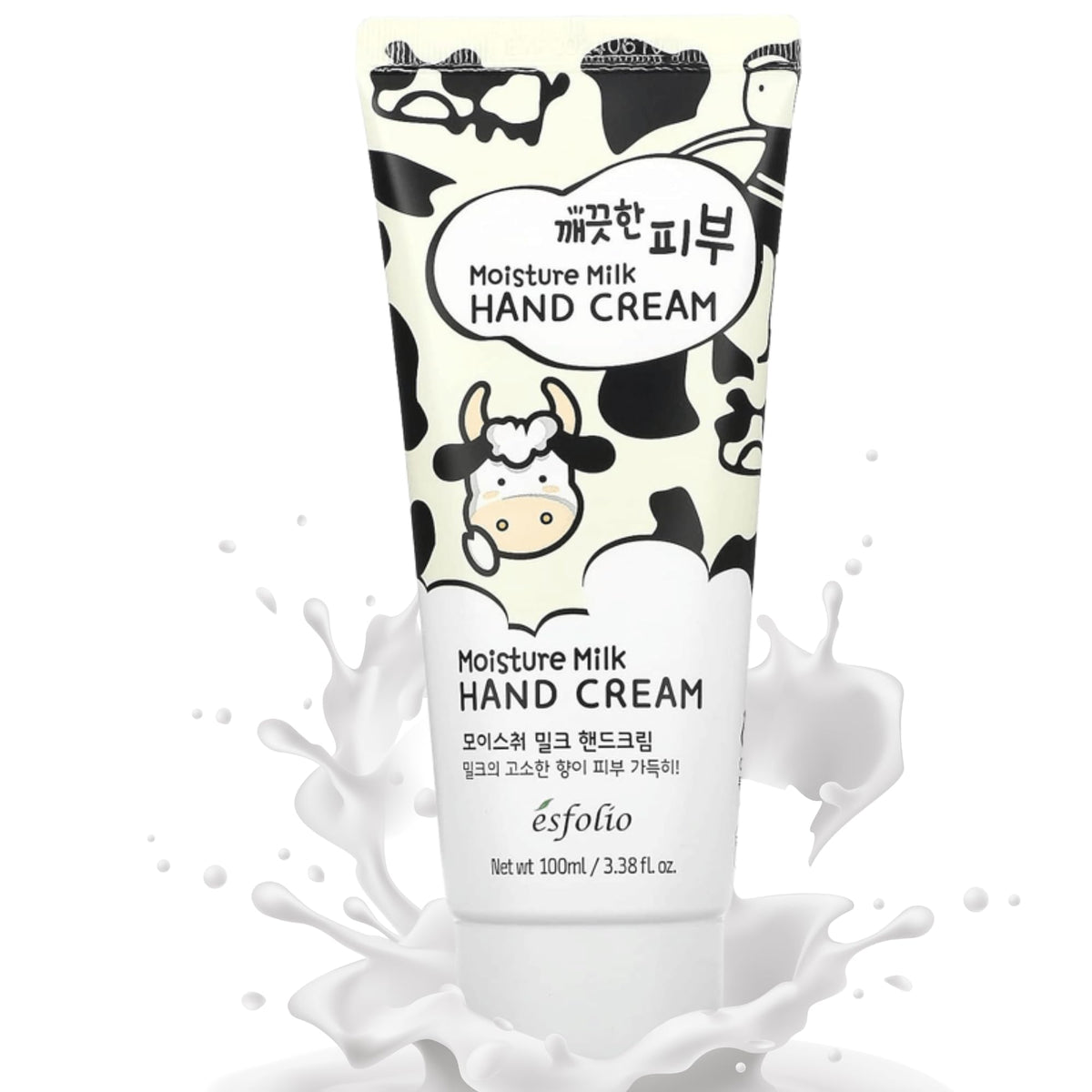 Esfolio crema de manos con extracto de proteína de leche para hidratación nutritiva.