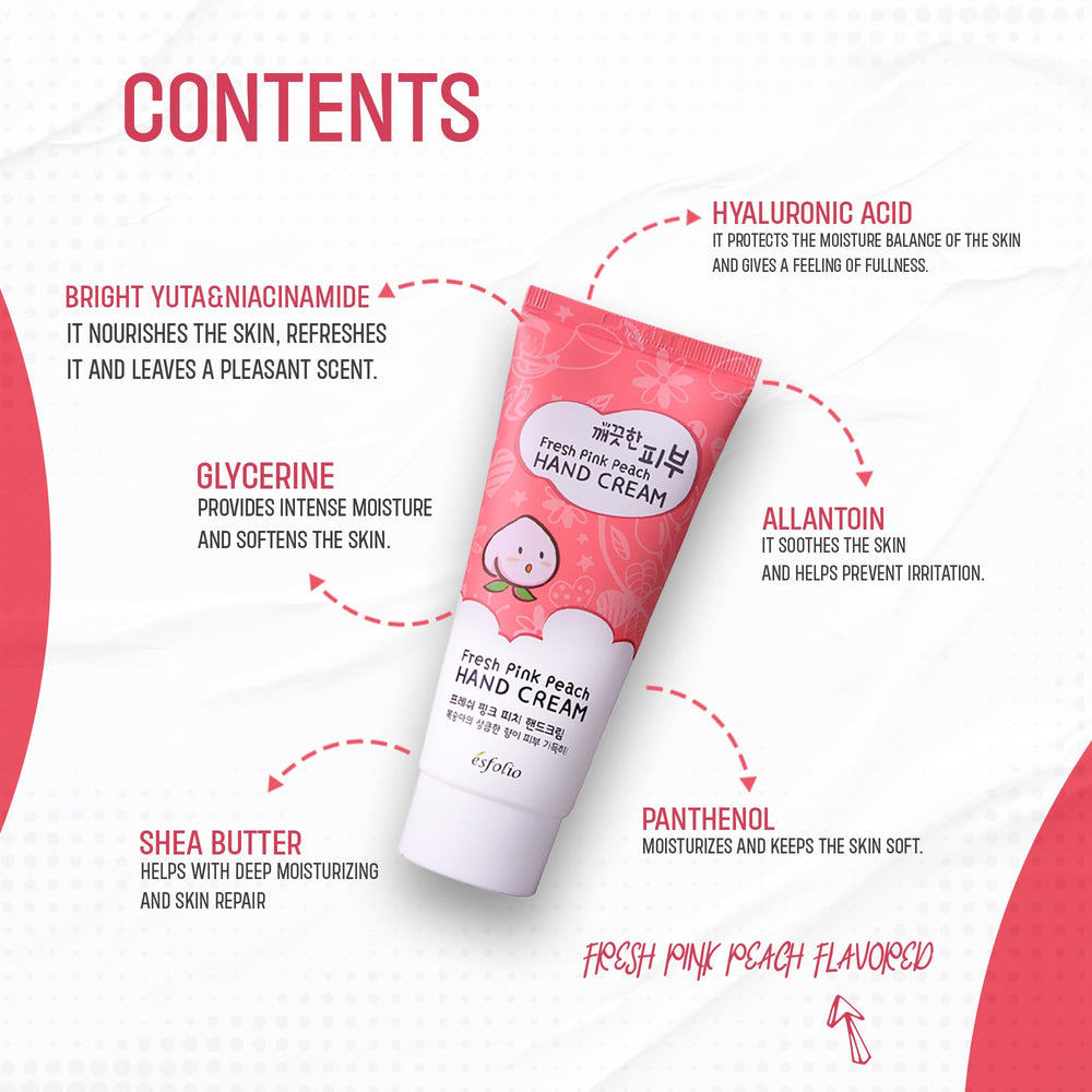 Esfolio Crema de Manos Fresh Pink Peach, aroma frutal suave para tu rutina diaria.