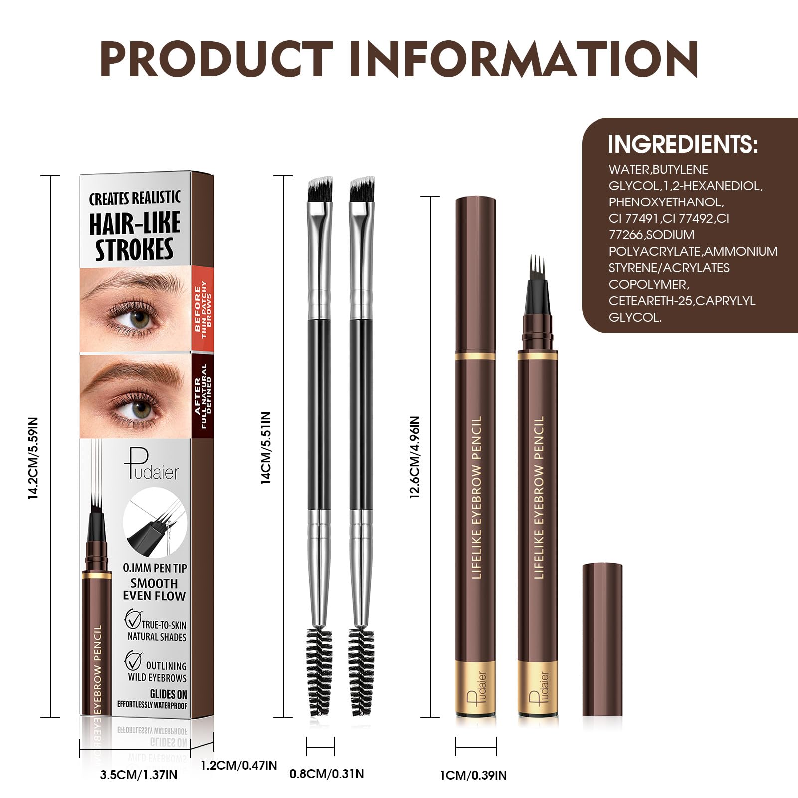 Espoce maquillaje cejas de uso diario, resultado natural y duradero.