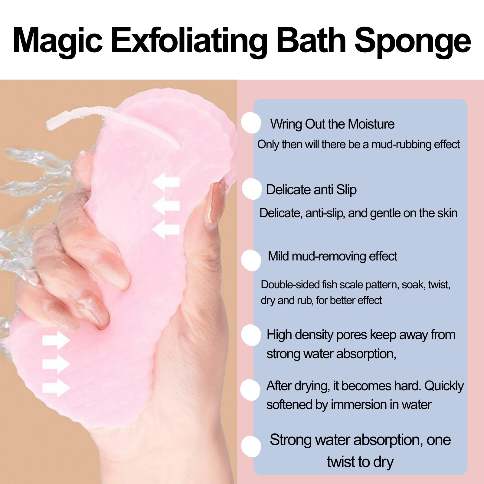 Esponja exfoliante mágica con lazo para colgar y secado rápido