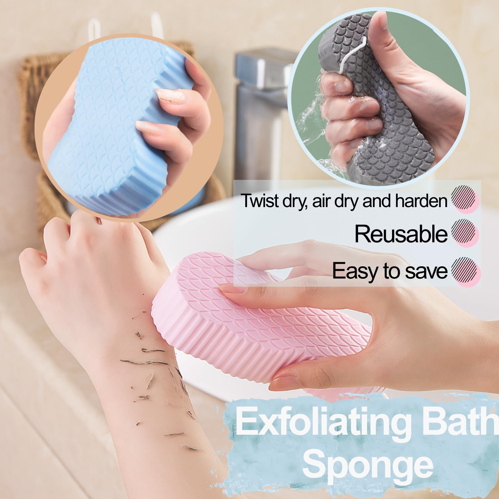 Esponja exfoliante mágica rosa para uso diario y limpieza suave