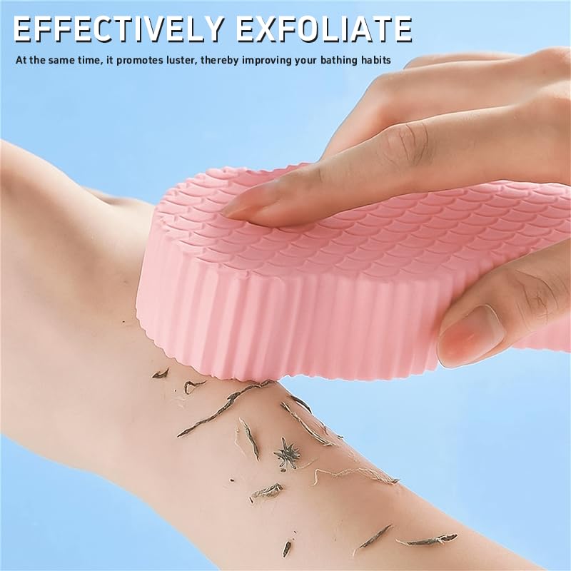 Esponja exfoliante mágica para baño en gris, tacto cómodo y agradable.