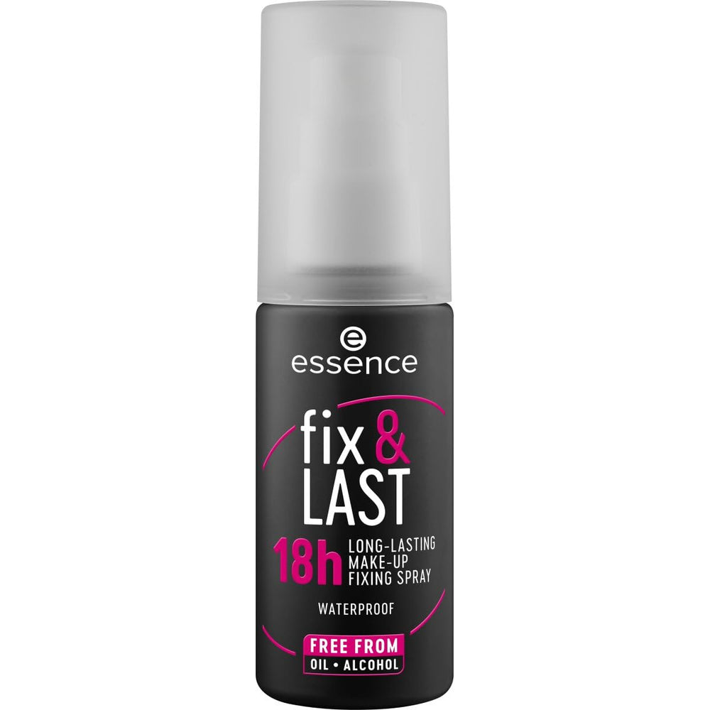 essence fijador maquillaje 18H en botella, fijación duradera para un aspecto natural.