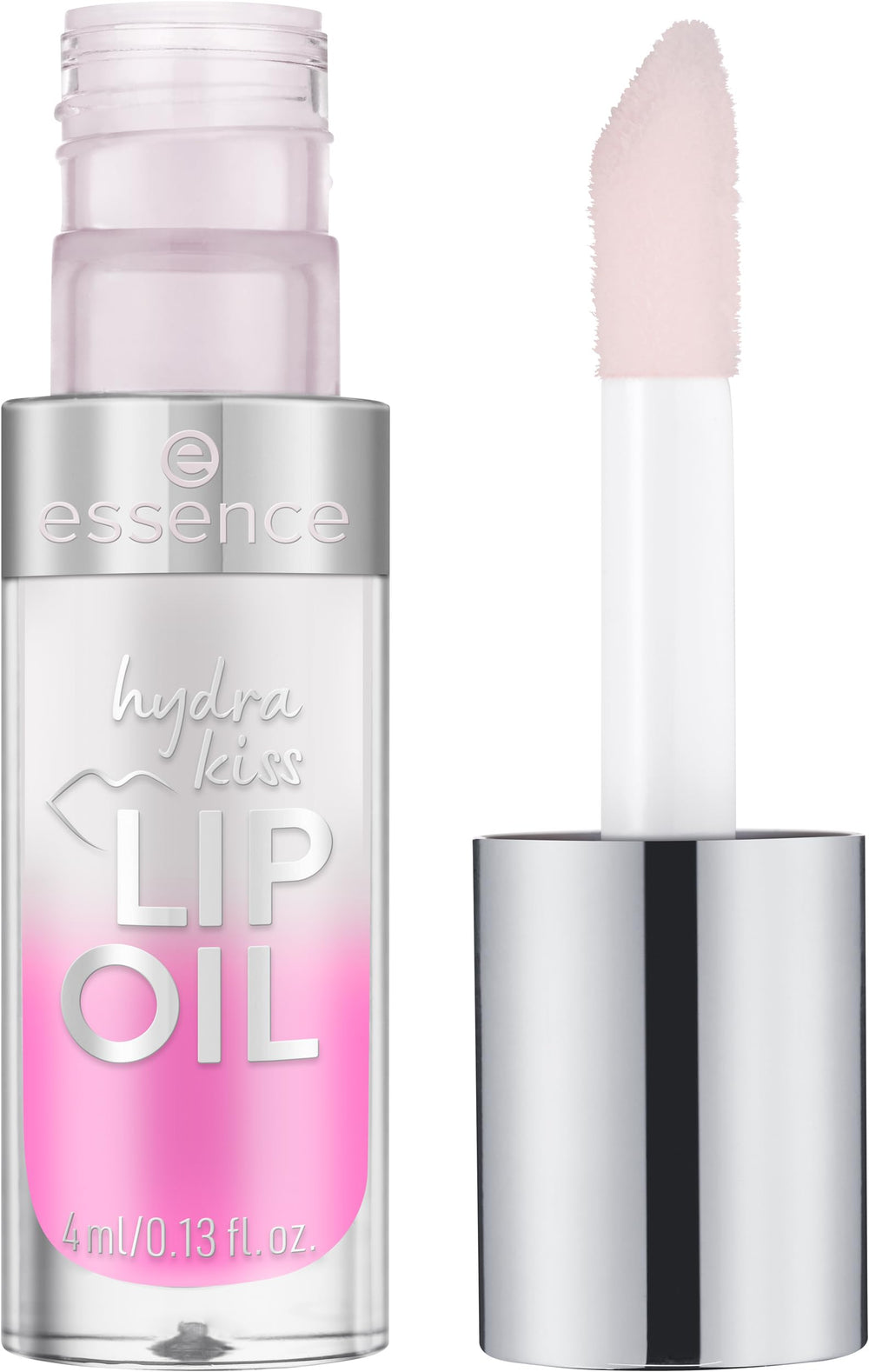 aceite labial Hydra Kiss de essence con brillo para hidratación y color suave.