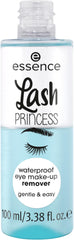 Lash Princess desmaquillante bifásico essence disuelve maquillaje resistente al agua para un acabado limpio.