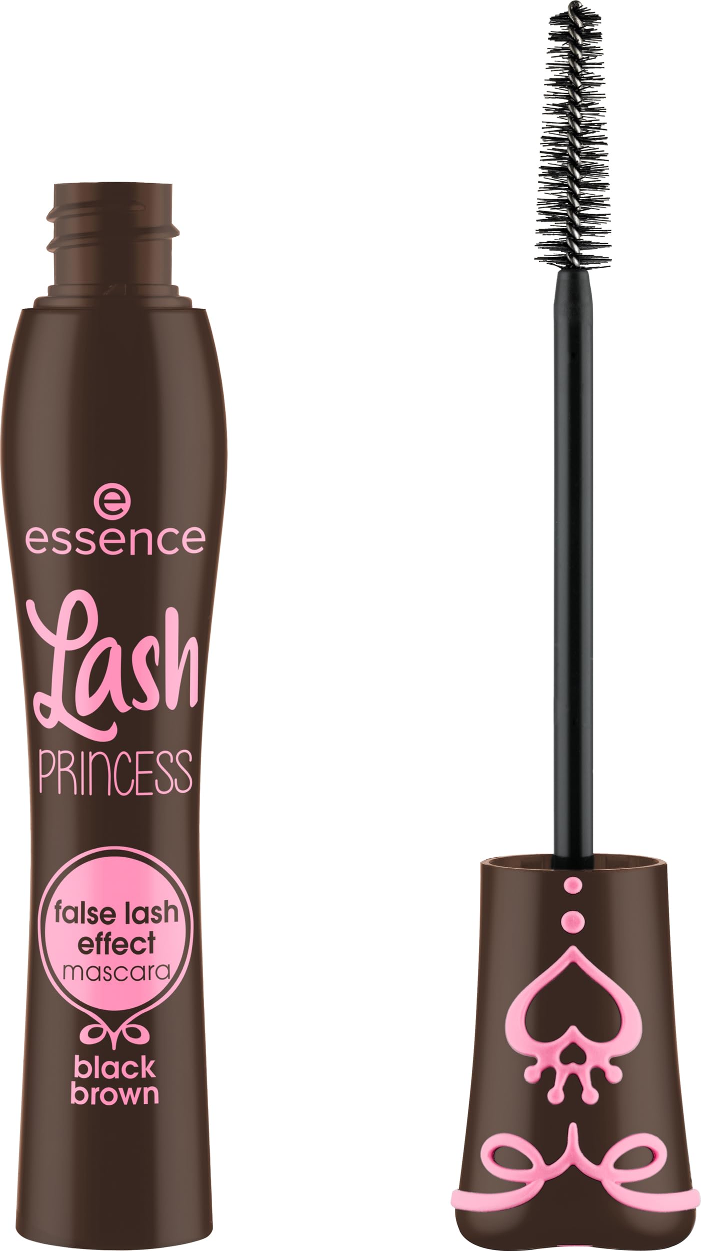essence máscara marrón con aplicación suave para definición natural.