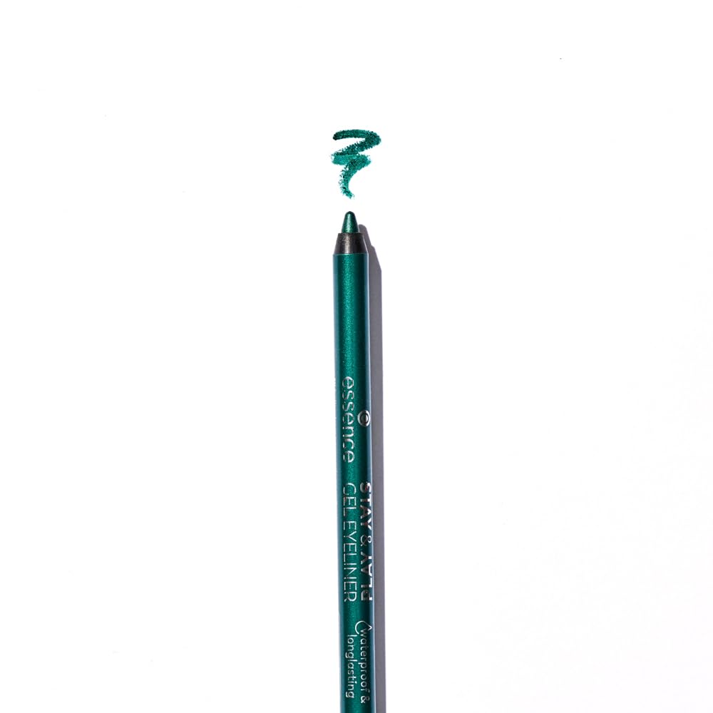 Delineador gel essence Stay & Play Emerald Dragon, empaque compacto para viaje diario.
