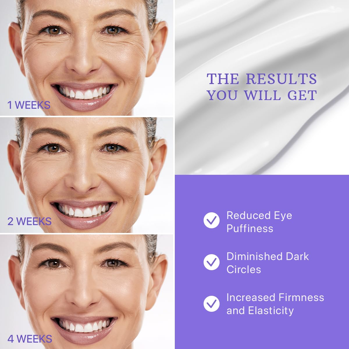 Aplicación de ESSENLIS cafeína en ojos para despertar la mirada.