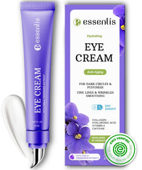 ESSENLIS crema de ojos con cafeína en tubo para hidratación suave.
