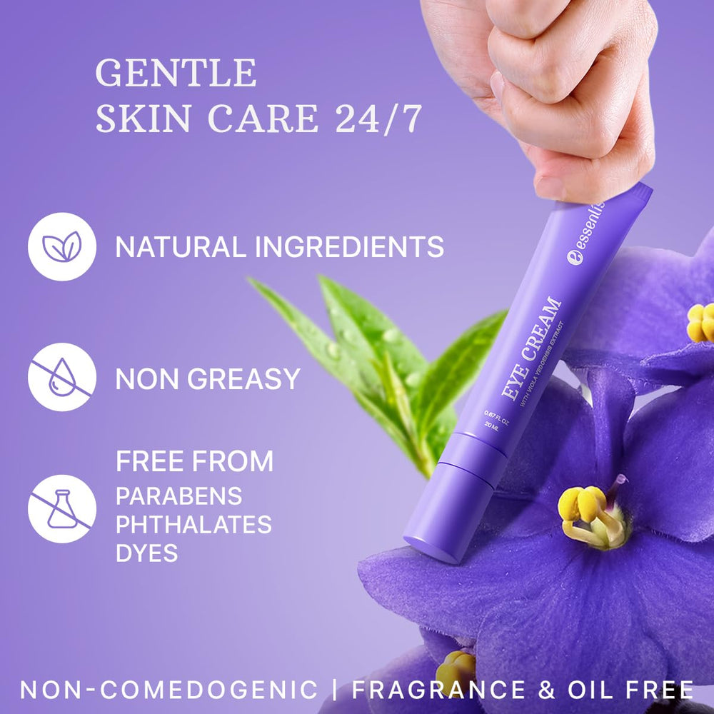 Envase compacto de ESSENLIS crema de ojos para viajar.