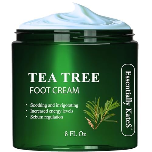 Essentially KateS crema para pies con árbol de té, foco bote, alivio suave para irritaciones y pies.