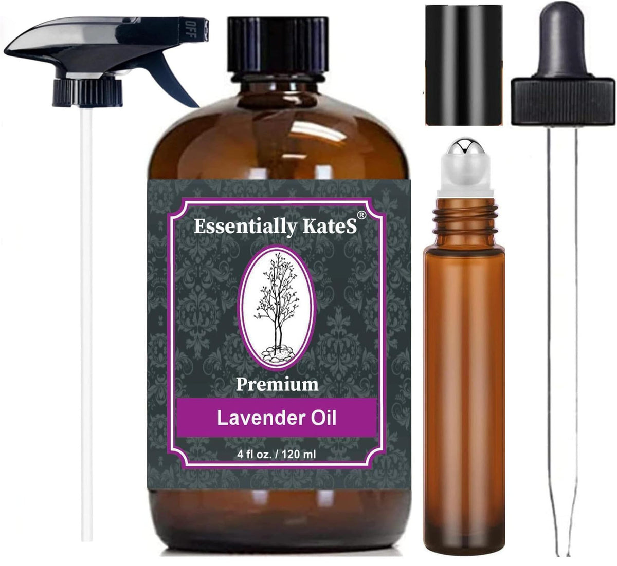 Aceite de lavanda Essentially KateS, botella con gotero de vidrio para aromaterapia en casa
