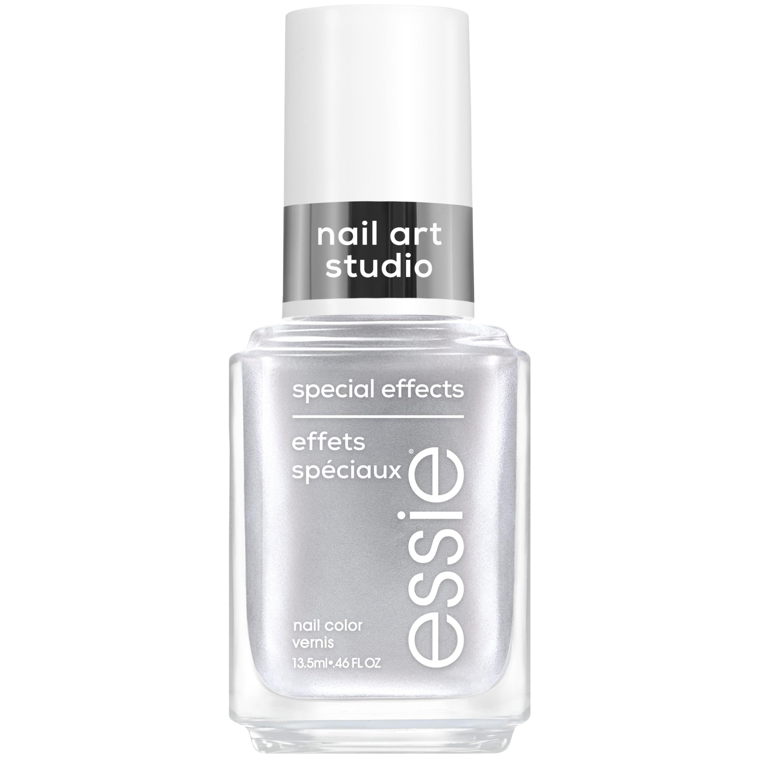 Essie Nail Art Studio Cosmic Chrome: botella con acabado plateado suave para uso en casa
