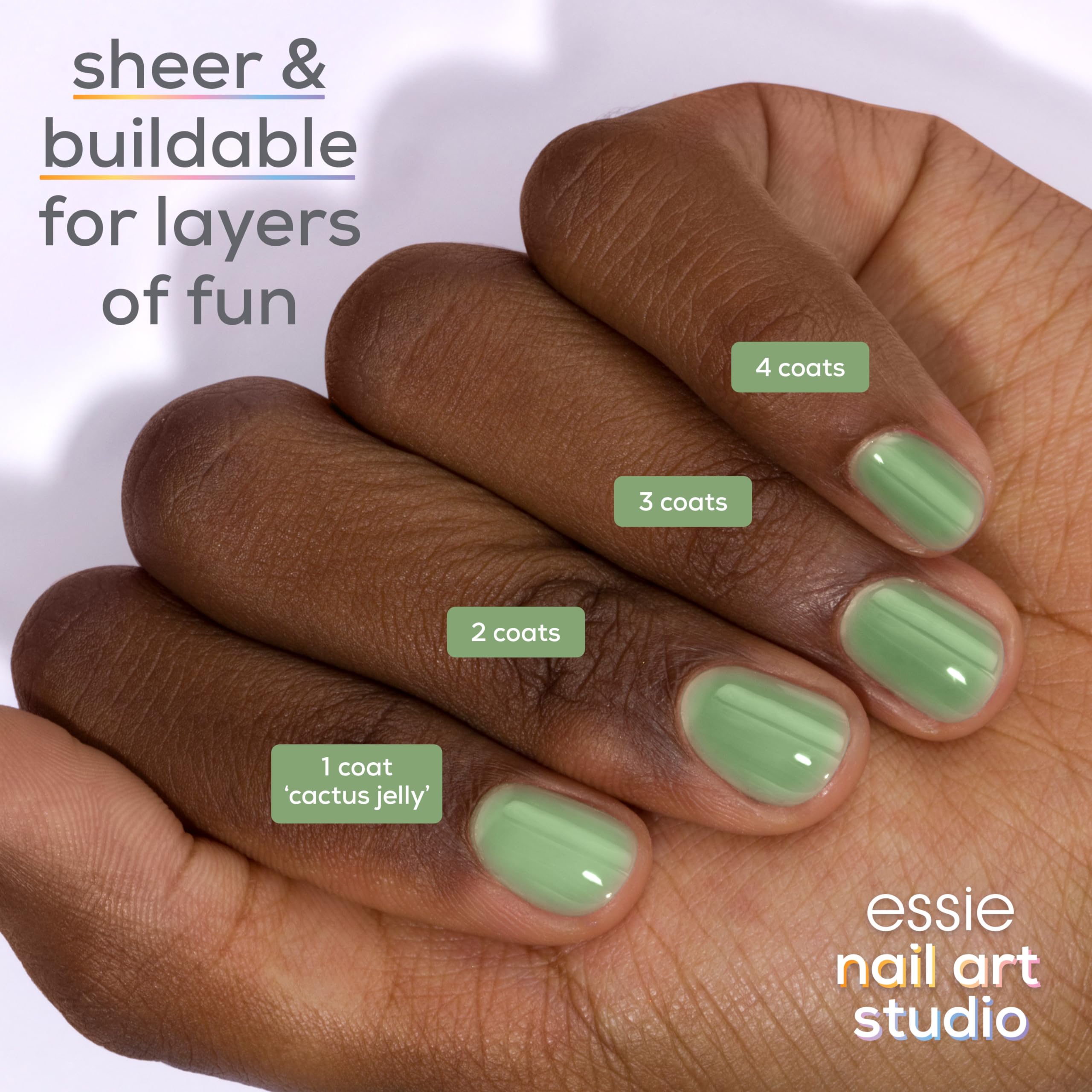 Aplicación con pincel de essie para un acabado uniforme.
