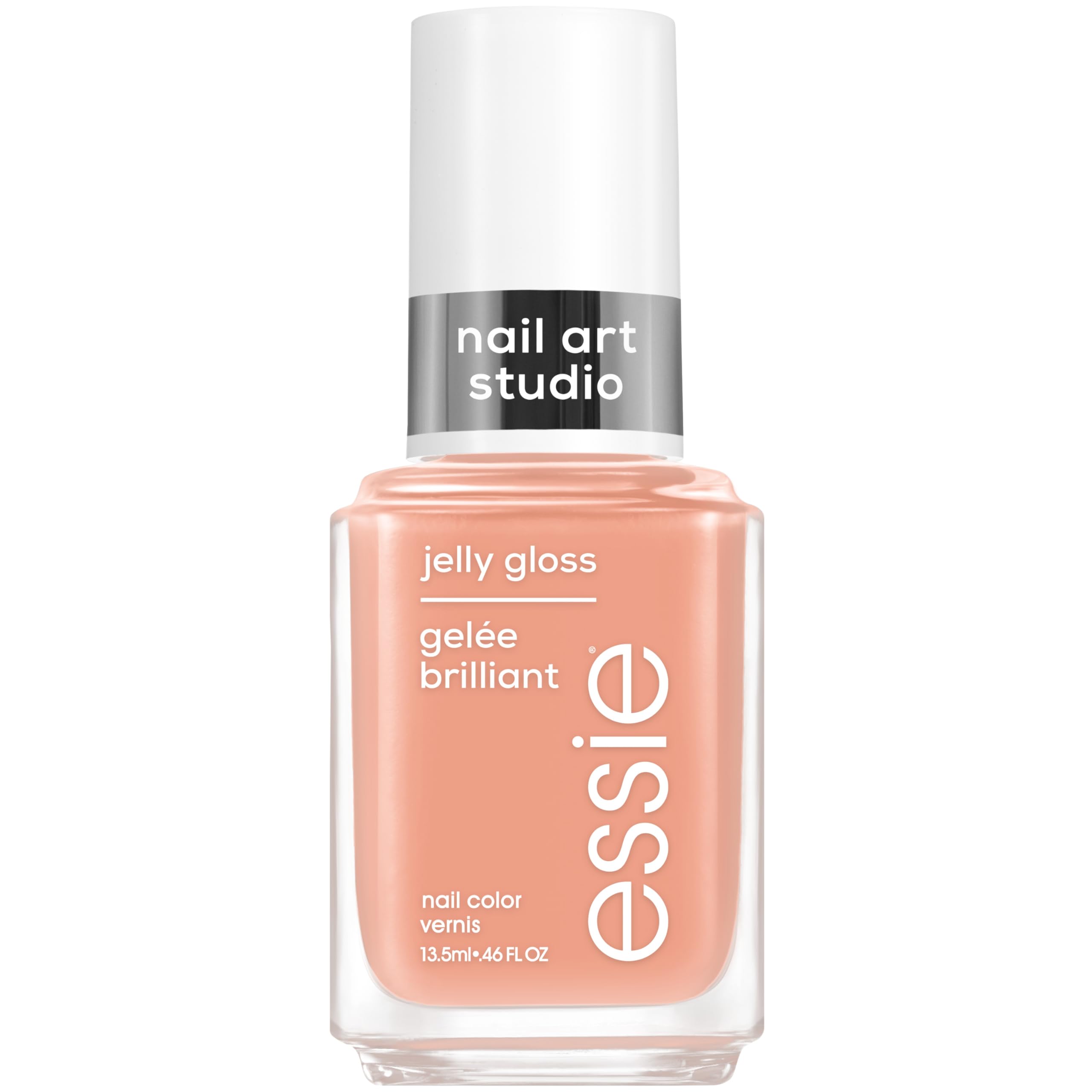 essie Cheeky Jelly en botella, tono rosado neutro translúcido para capas suaves.
