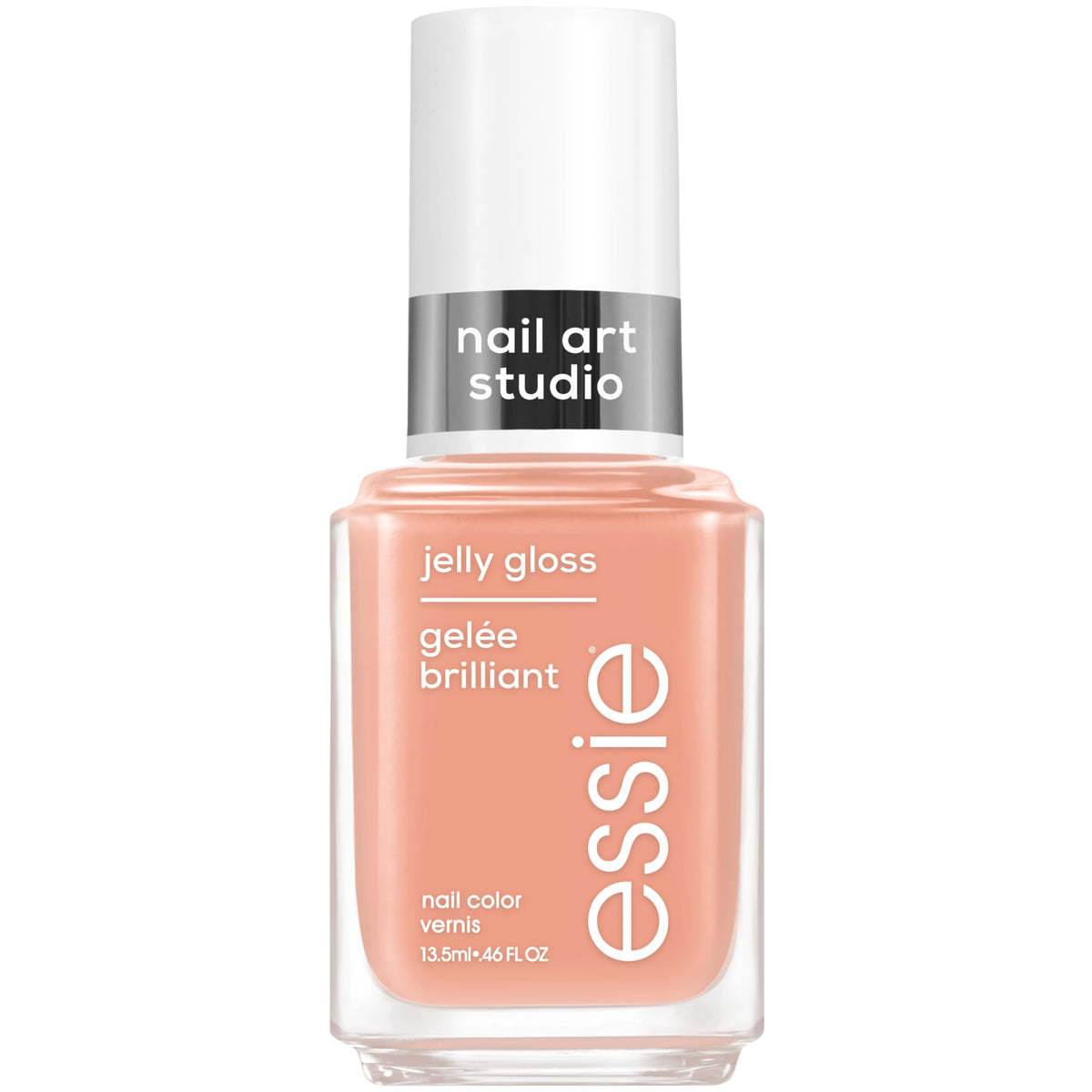 essie Cheeky Jelly en botella, tono rosado neutro translúcido para capas suaves.