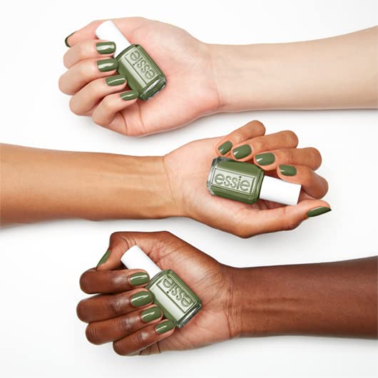 Color icónico khaki-verde de essie, acabado vegano y duradero.