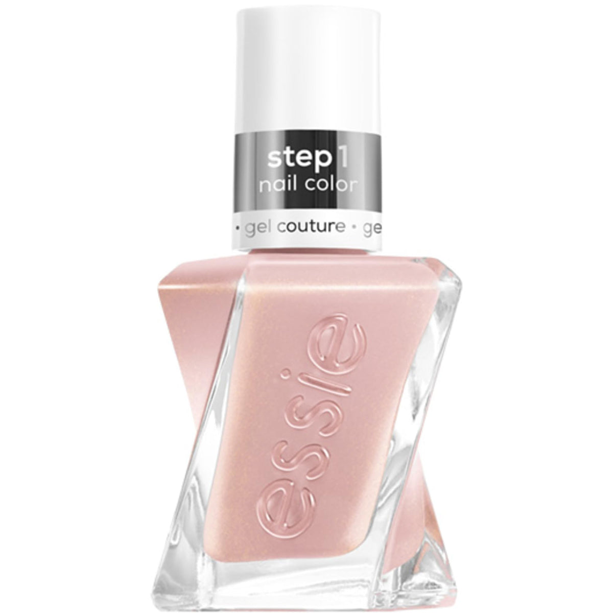 Essie Gel Couture Last Nightie en tono beige natural con destellos plateados para uñas elegantes