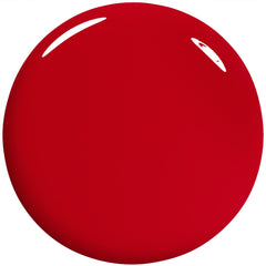 Teinte rouge scarlet Essie Gel Couture finition verre pour un look éclatant.
