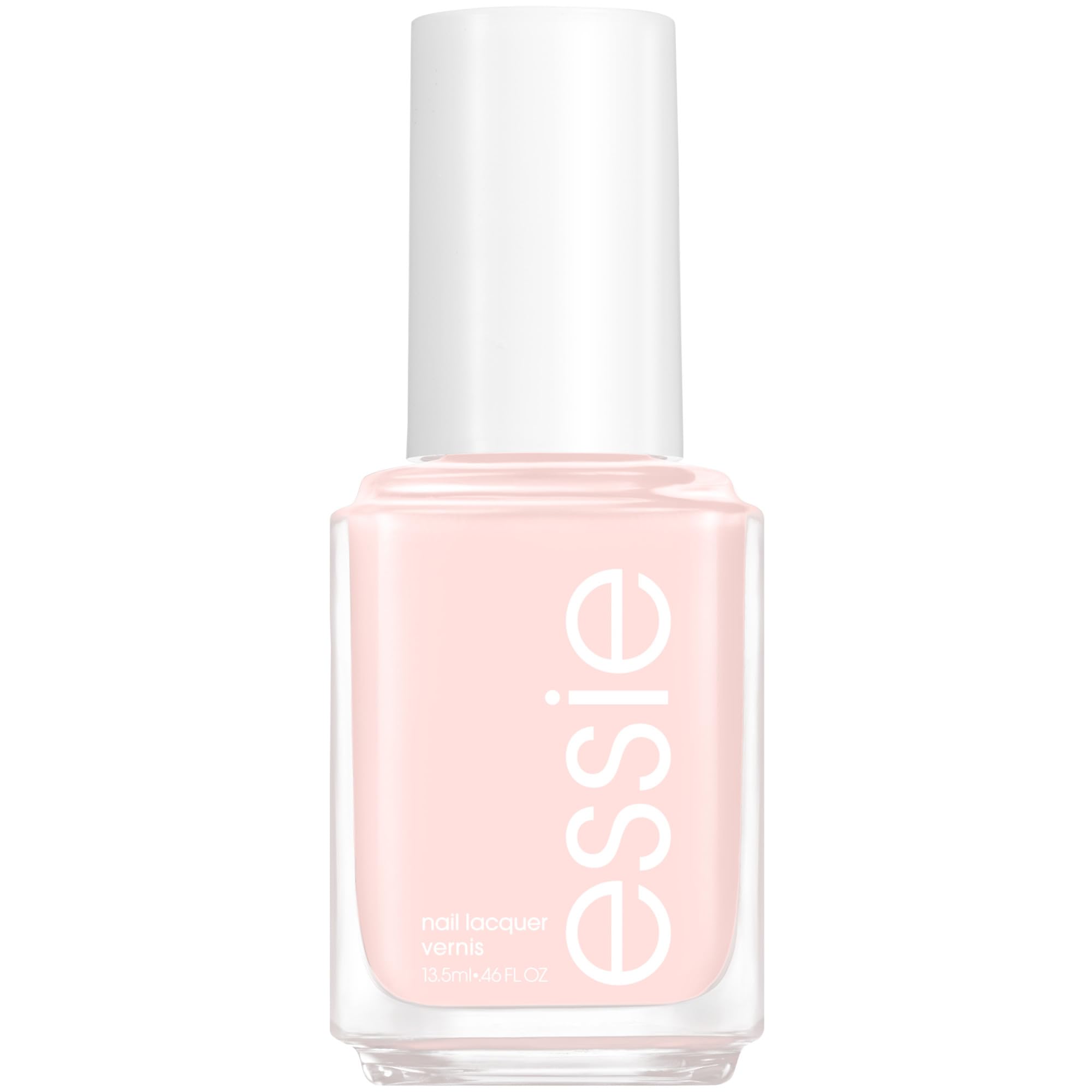 essie Mademoiselle: rosa translúcido con brillo para uñas elegantes.