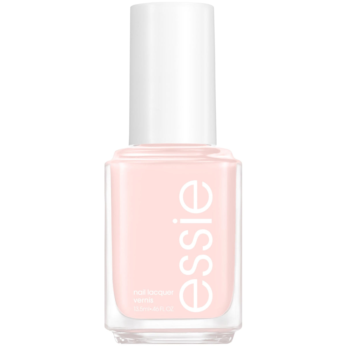 essie Mademoiselle: rosa translúcido con brillo para uñas elegantes.