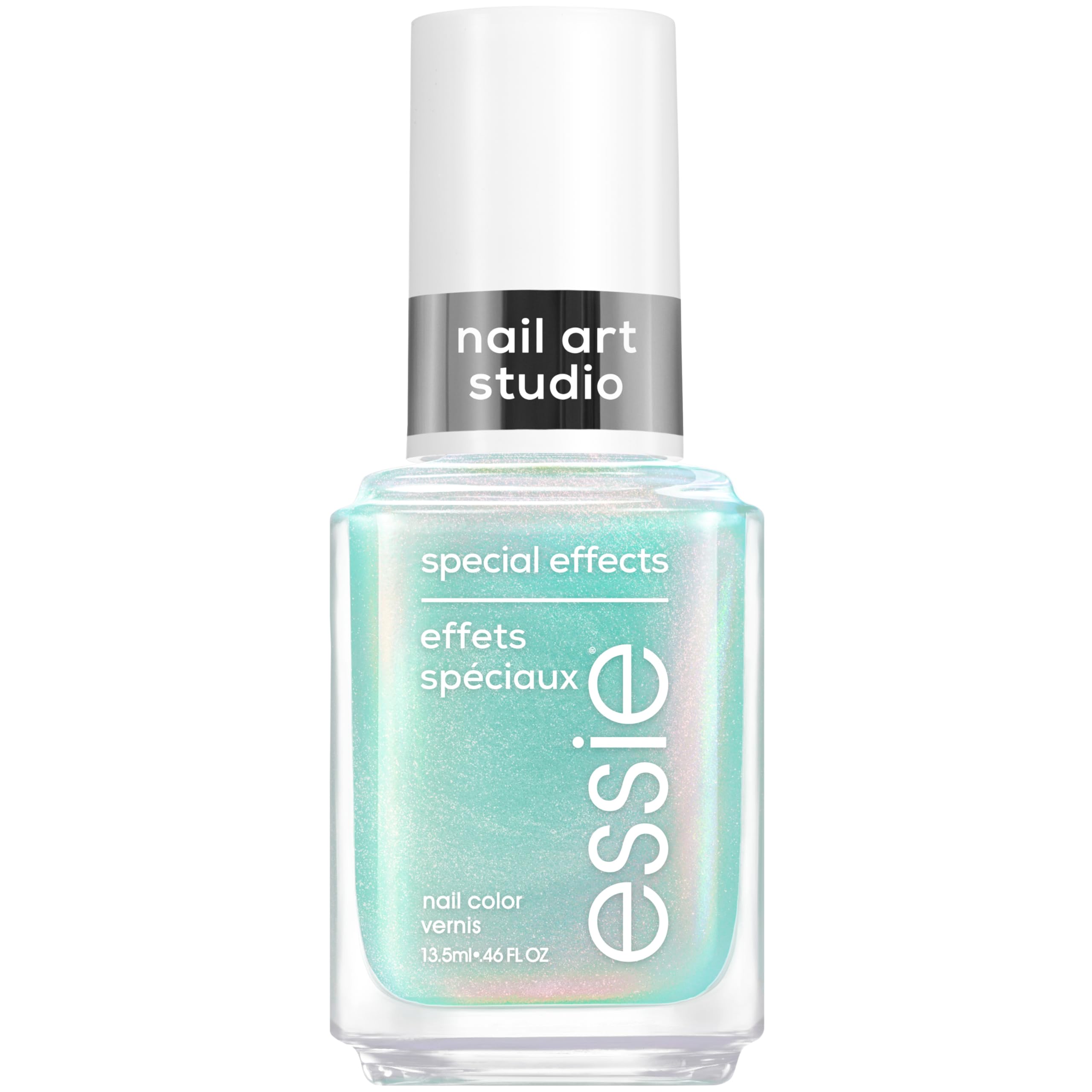 essie Mystic Marine: acabado cromo turquesa con perlas para acento brillante en uñas